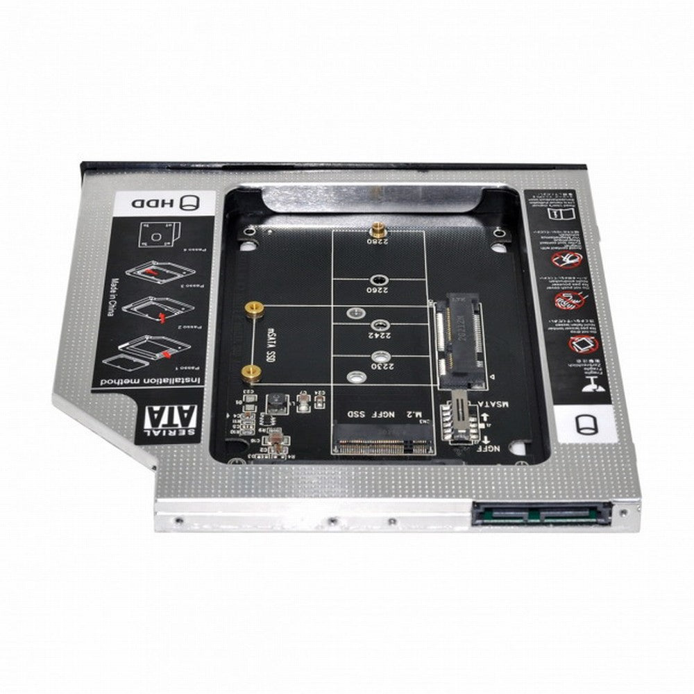Chenyang MSATA NGFF B/M-key SSD to Slimline SATA 13Pin Caddy Case for 9.5mm Universal Laptop CD / DVD-ROM Optical Bay SA-025