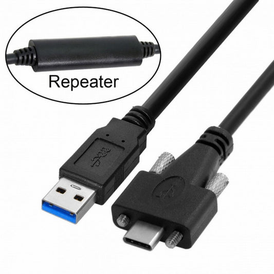 Chenyang 8 Meters USB 3.1 Type-C Dual Screws Locking to Standard USB3.0 Data Cable Mount Type for Camera Recorder UC-048-8.0M