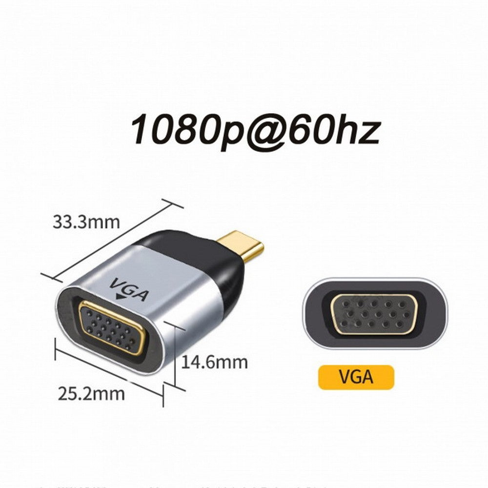 Chenyang USB-C Type C to VGA Converter Monitor Adapter 1080p 60hz for Tablet Phone Laptop UC-220-VGA