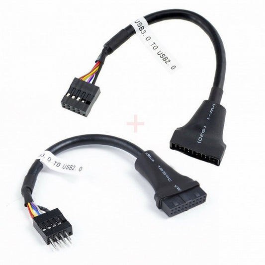 Chenyang 2pcs USB 2.0 9Pin to USB 3.0 20pin Housing Header Female Cable Reversible for Motherboard U3-076+107