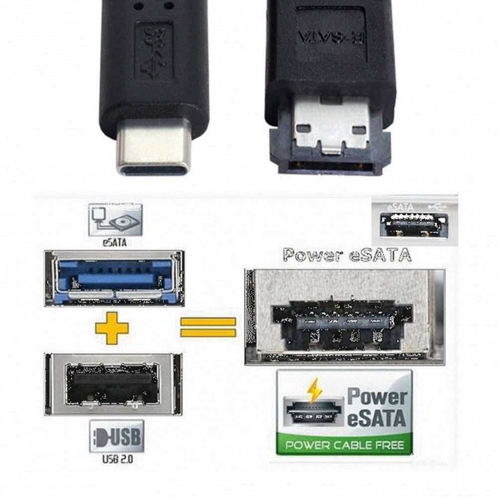 Chenyang USB-C Type-C to Power Over eSATA DC5V Adapter USB3.0 to HDD/SSD/ODD eSATAp Converter UC-014