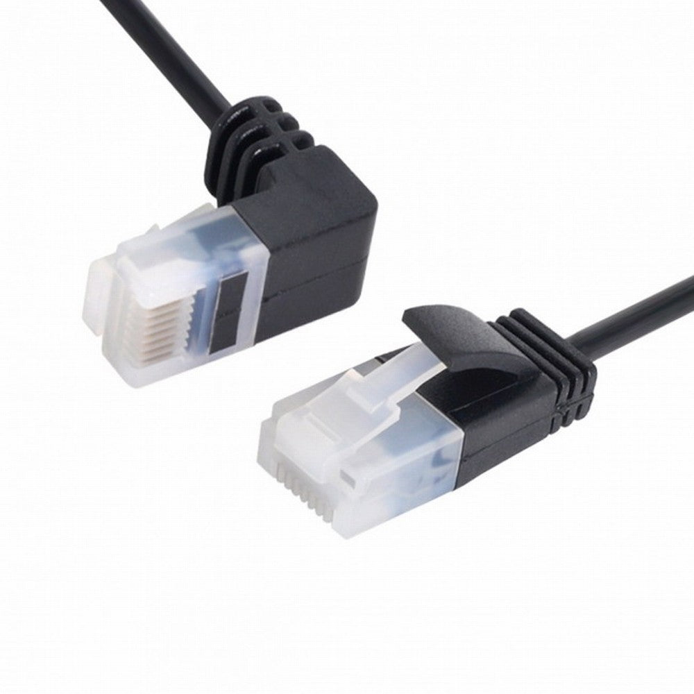 Chenyang Ultra Slim Cat6 Ethernet Cable RJ45 Down Angled to Straight UTP Network Cable Patch Cord 90 Degree Cat6a Lan for Laptop Router TV BOX CC-UT-009-DN