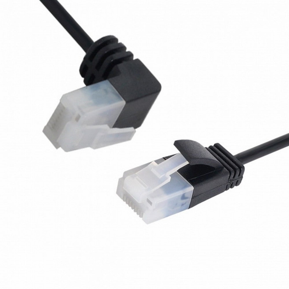 Chenyang Ultra Slim Cat6 Ethernet Cable RJ45 Up Angled to Straight UTP Network Cable Patch Cord 90 Degree Cat6a Lan for Laptop Router TV BOX CC-UT-009-UP