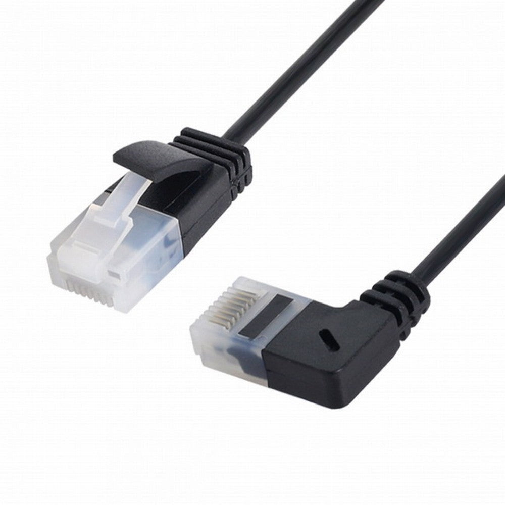 Chenyang Ultra Slim Cat6 Ethernet Cable RJ45 Right Angled to Straight UTP Network Cable Patch Cord 90 Degree Cat6a Lan for Laptop Router TV BOX CC-UT-009-RI