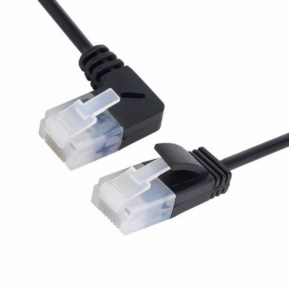 Chenyang Ultra Slim Cat6 Ethernet Cable RJ45 Left Angled to Straight UTP Network Cable Patch Cord 90 Degree Cat6a Lan for Laptop Router TV BOX CC-UT-009-LE