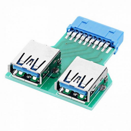 Chenyang Dual USB 3.0 A Type Female to Motherboard 20/19 Pin Box Header Slot Adapter PCBA U3-079-UP