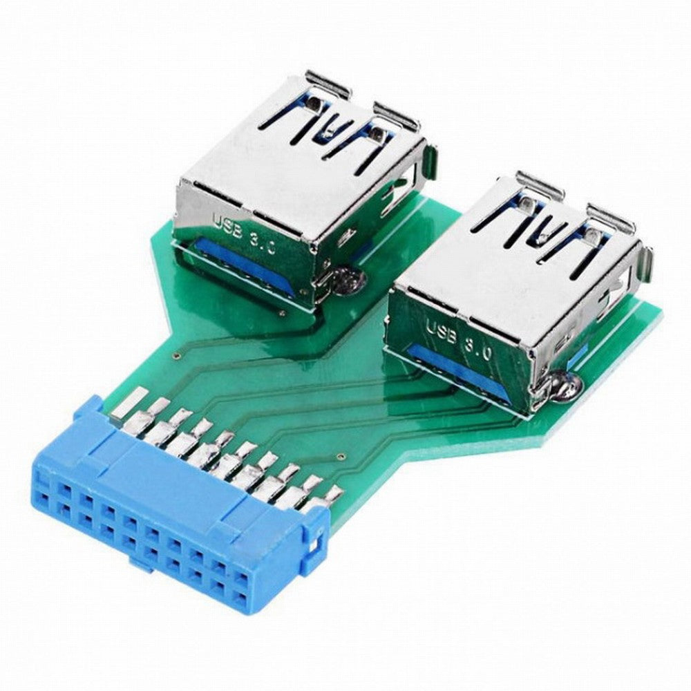 Chenyang Dual USB 3.0 A Type Female to Motherboard 20/19 Pin Box Header Slot Adapter PCBA U3-079-UP