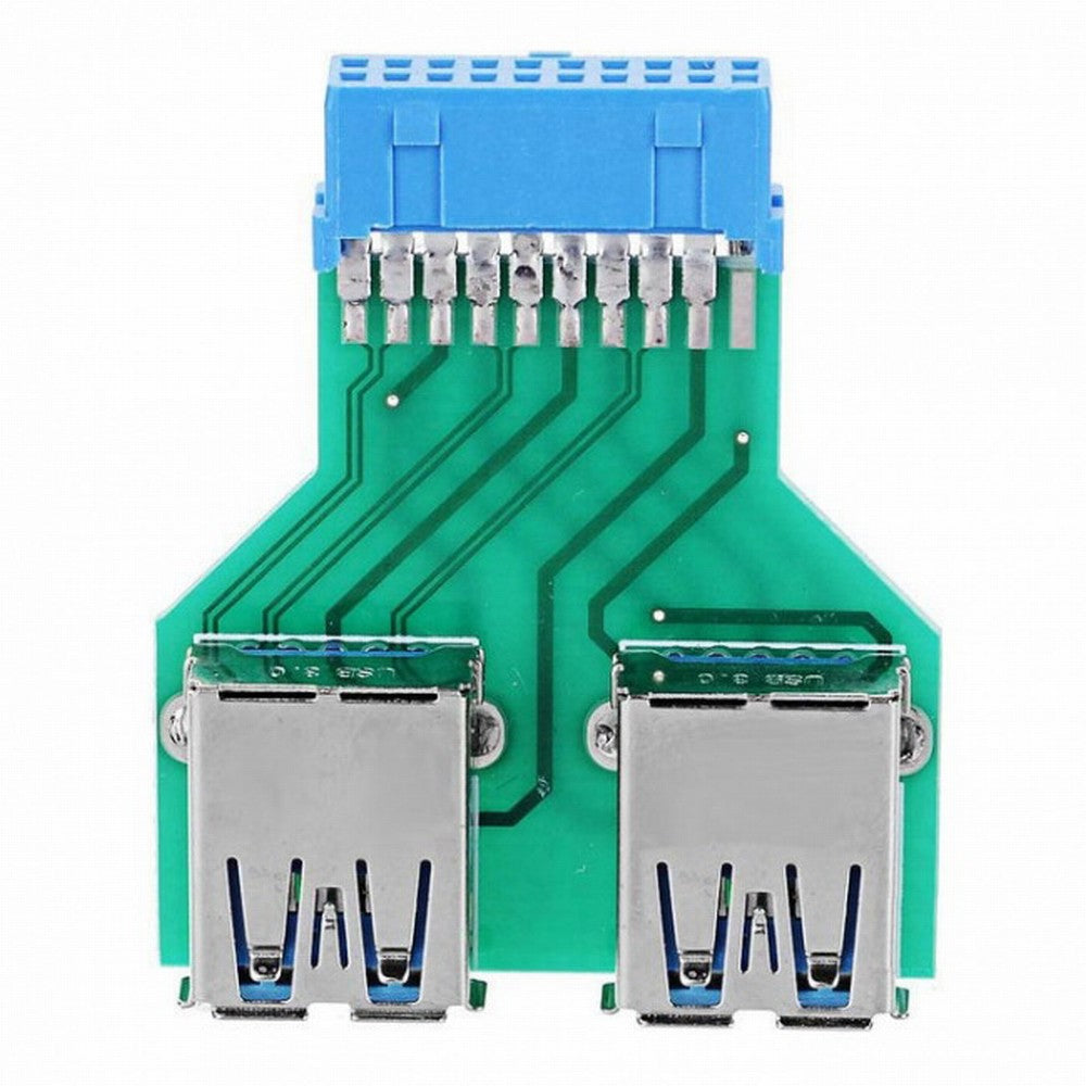 Chenyang Dual USB 3.0 A Type Female to Motherboard 20/19 Pin Box Header Slot Adapter PCBA U3-079-UP