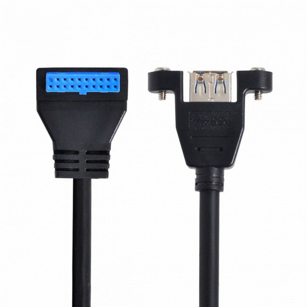 Chenyang USB 3.0 Single Port A Female Screw Mount Type to Down Angled Motherboard 20pin Header Cable 90 Degree U3-005-DN