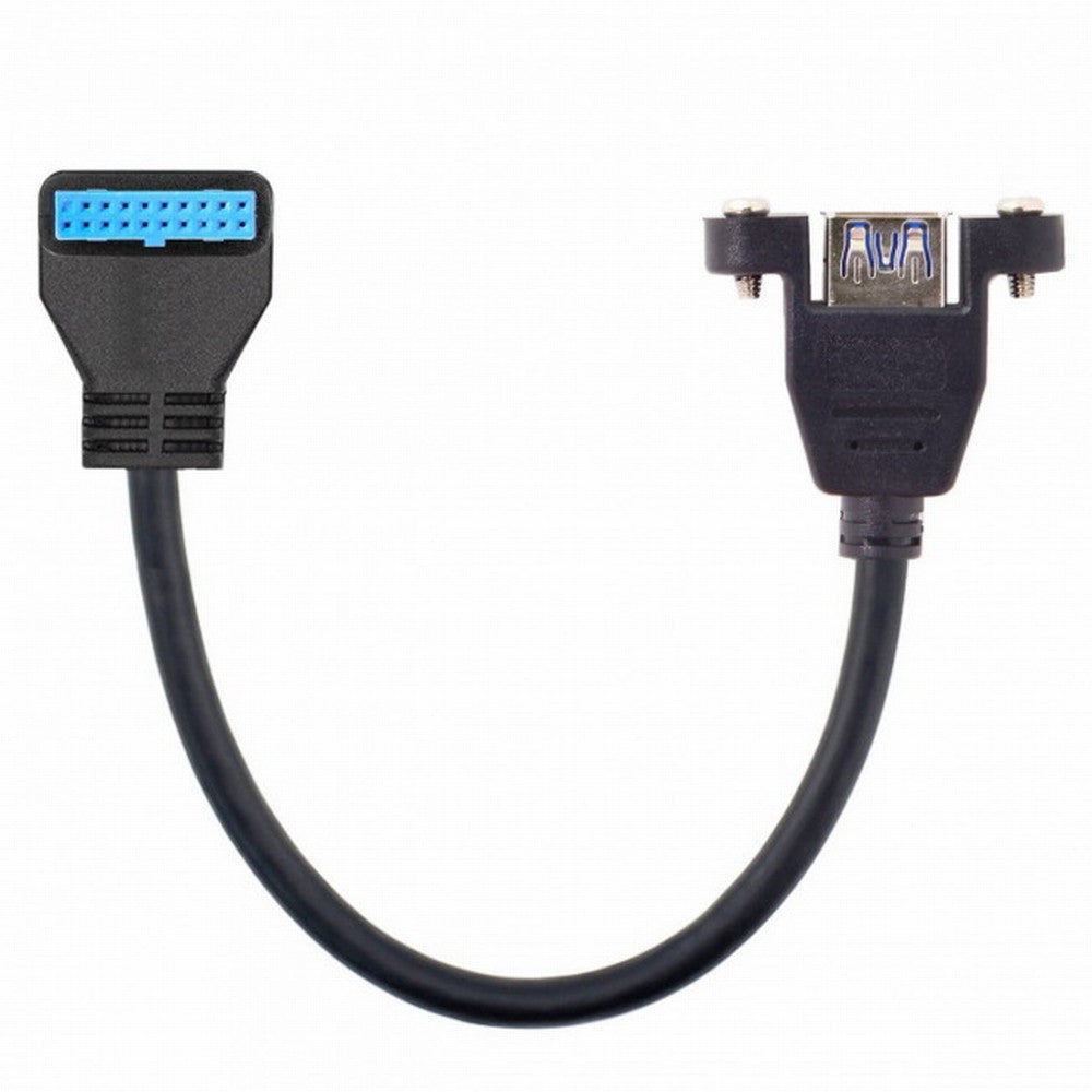 Chenyang USB 3.0 Single Port A Female Screw Mount Type to Down Angled Motherboard 20pin Header Cable 90 Degree U3-005-DN