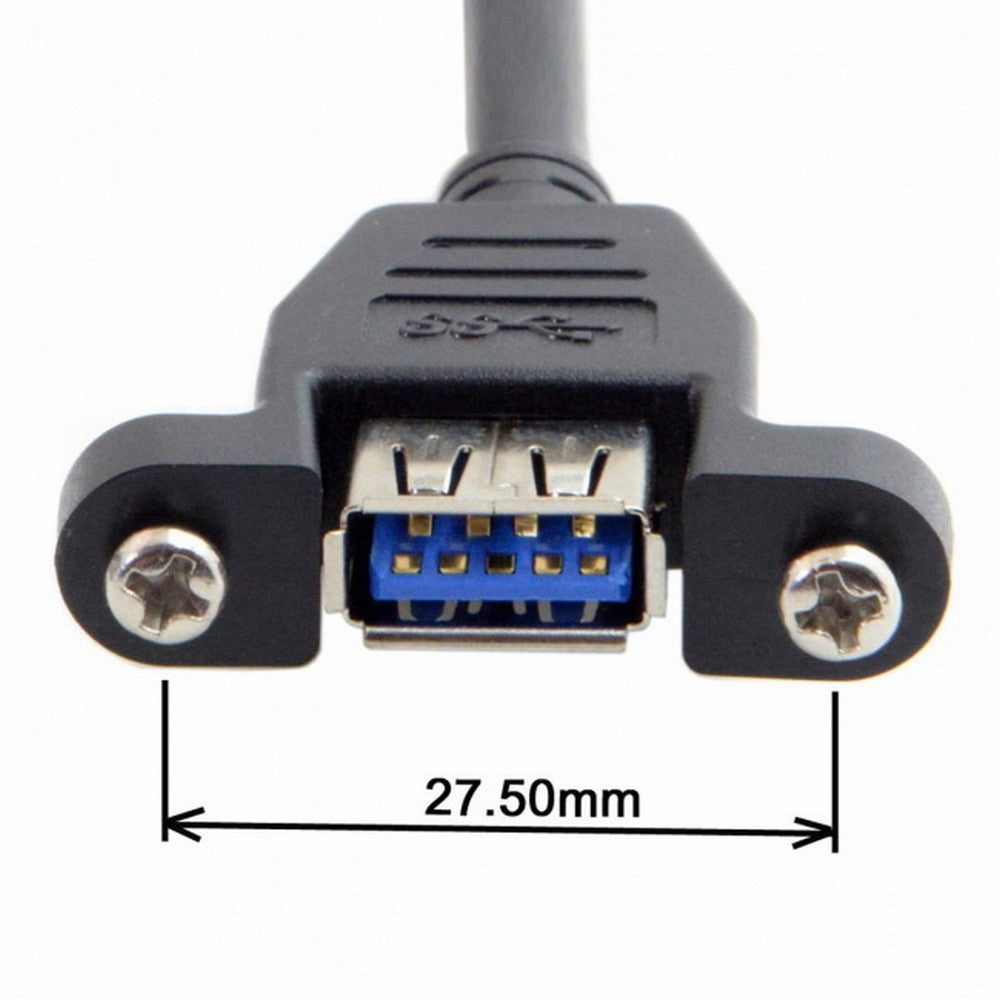 Chenyang USB 3.0 Single Port A Female Screw Mount Type to Down Angled Motherboard 20pin Header Cable 90 Degree U3-005-DN