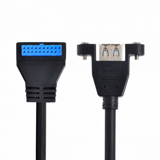 Chenyang USB 3.0 Single Port A Female Screw Mount Type to Up Angled Motherboard 20pin Header Cable 90 Degree U3-005-UP