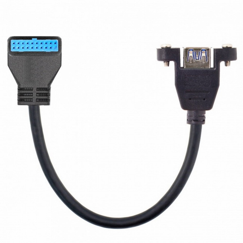 Chenyang USB 3.0 Single Port A Female Screw Mount Type to Up Angled Motherboard 20pin Header Cable 90 Degree U3-005-UP