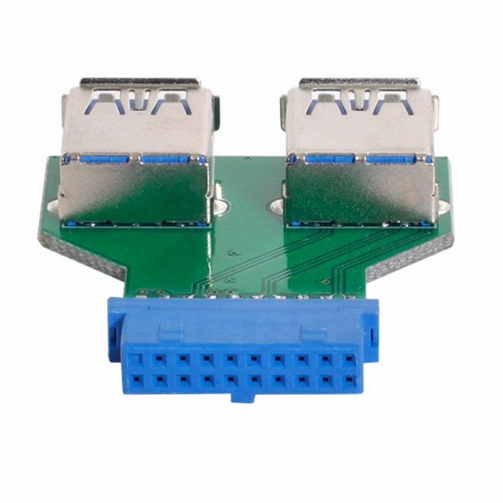 Chenyang Dual USB 3.0 A Type Female to Motherboard 20/19 Pin Box Header Slot Adapter PCBA U3-079-UP