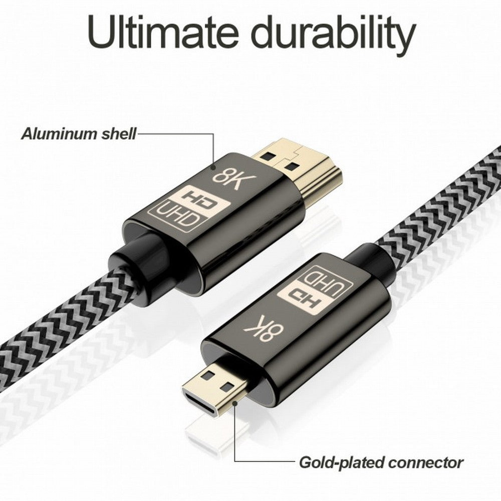 Chenyang Micro HDMI to HDMI 2.1 Ultra-HD UHD 8K 60hz 4K 120hz Cable 48Gbs HDMI Cord for Camera Tablet CC-HD-016