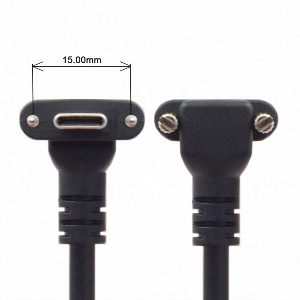 Chenyang 8.0M Down Up Angled USB 3.1 Type-C Dual Screw Locking to USB3.0 Data GL3523 Repeater Cable 90 Degree for Camera Oculus Quest Link UC-128-8.0M