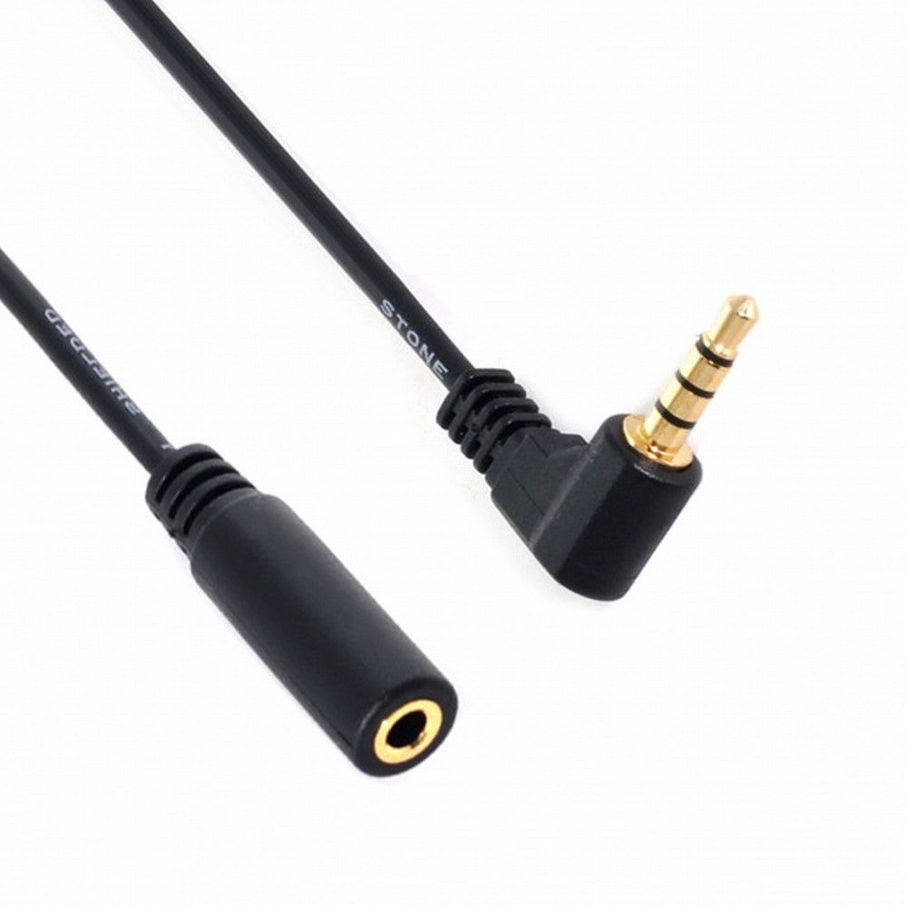 Chenyang 1Set 3/4 Poles Audio Stereo 90 Degree Right Angled 3.5mm Male to Female Extension Cable CA-008+045