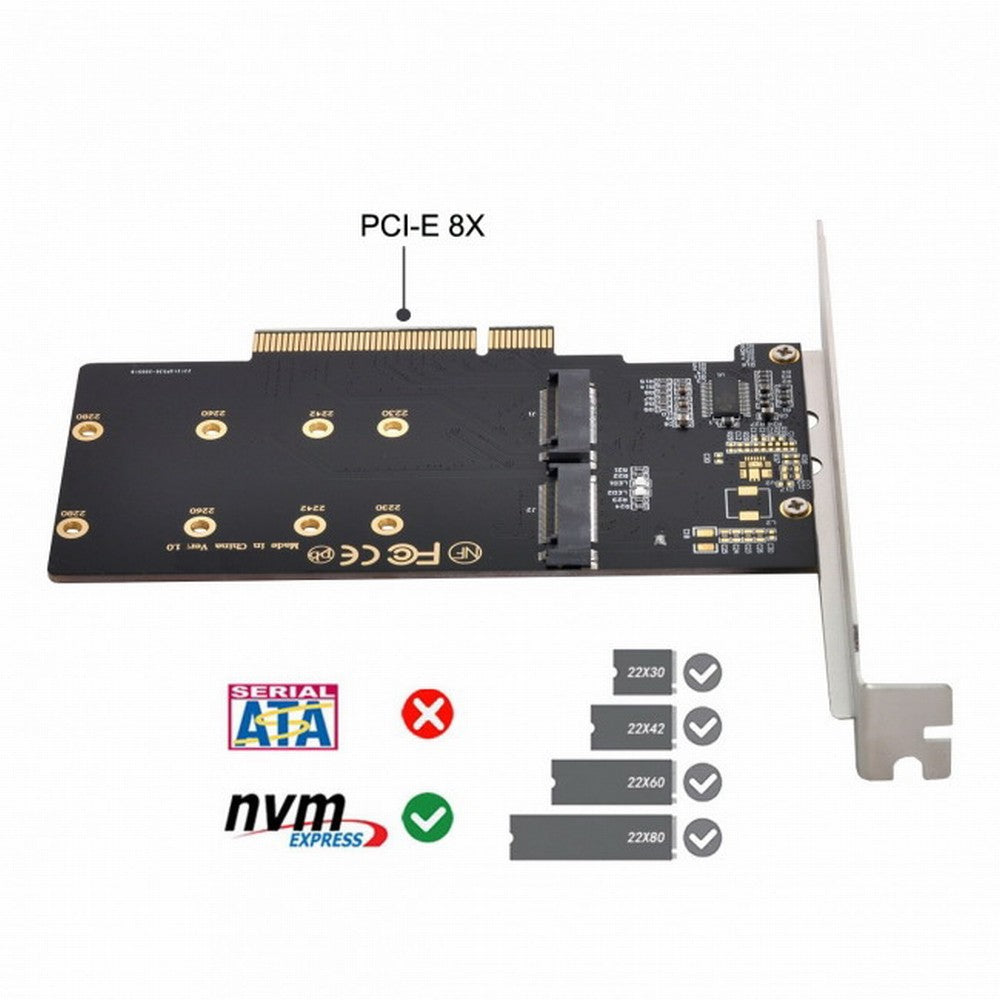 Chenyang Dual 2X NVME M.2 AHCI to PCIE Express 3.0 Gen3 X8 X16 Raid Card VROC Raid0 Hyper Adapter SA-012-OD