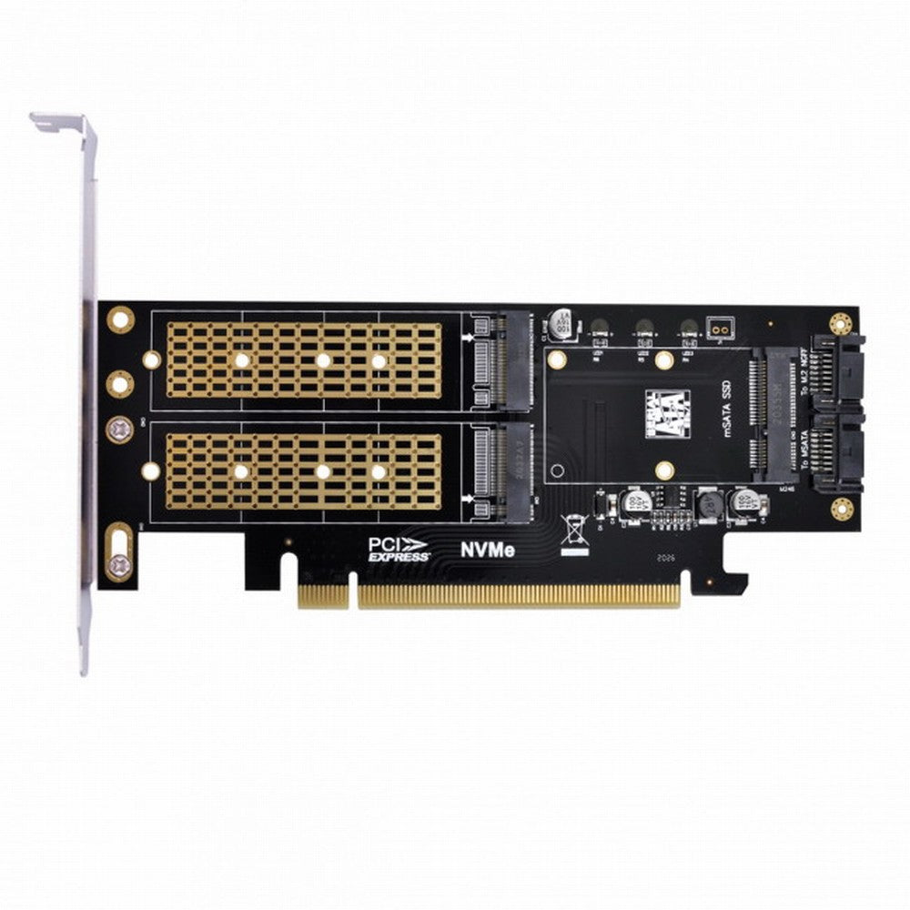 Chenyang PCI Express PCI-E 3.0 Dual SATA to NGFF NVME MSATA M-Key B/M-key SSD Card Adapter 3in1 SA-028