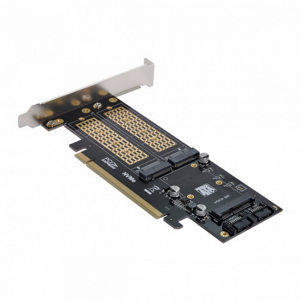 Chenyang PCI Express PCI-E 3.0 Dual SATA to NGFF NVME MSATA M-Key B/M-key SSD Card Adapter 3in1 SA-028