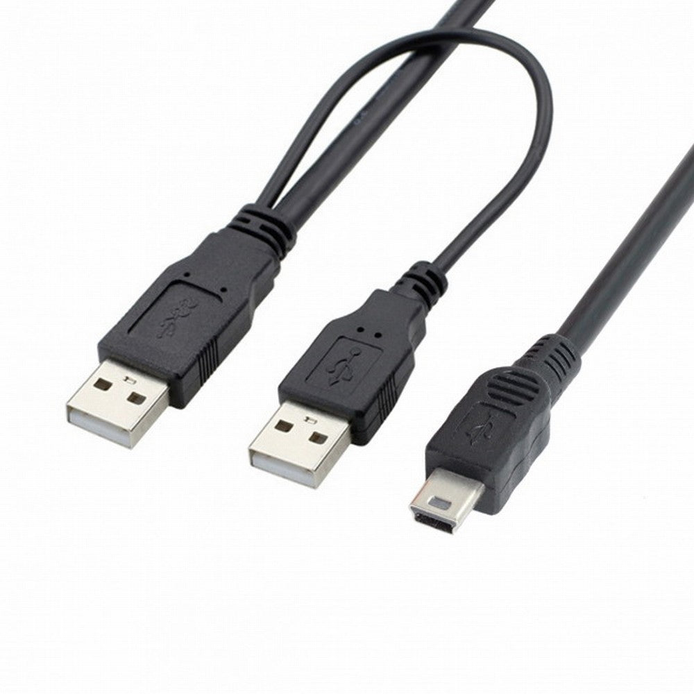 Chenyang USB2.0 Dual Two A type Male to Mini 5-Pin male Y Cable for Hard Disk Drive Case U2-023