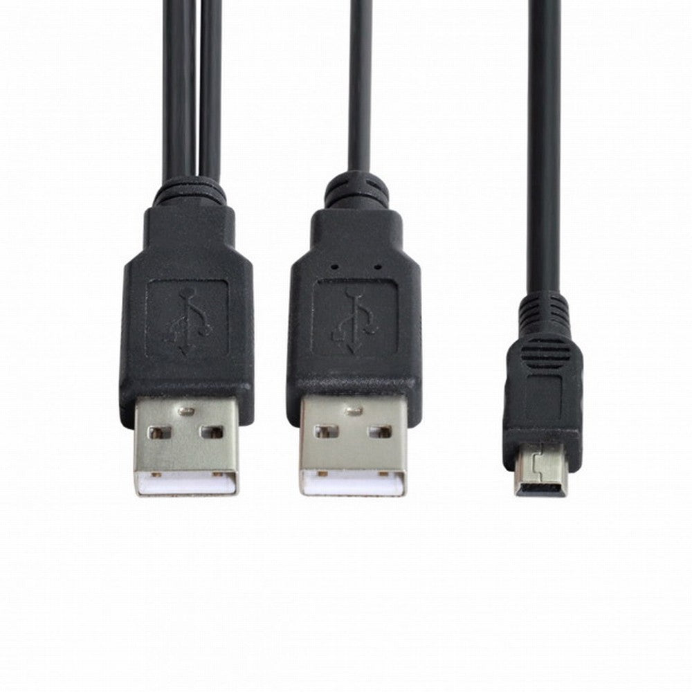 Chenyang USB2.0 Dual Two A type Male to Mini 5-Pin male Y Cable for Hard Disk Drive Case U2-023