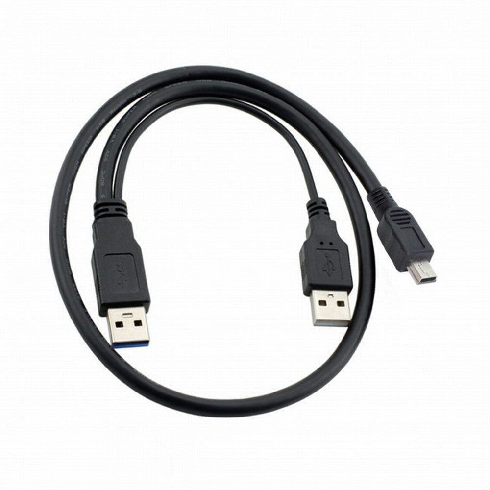 Chenyang USB2.0 Dual Two A type Male to Mini 5-Pin male Y Cable for Hard Disk Drive Case U2-023