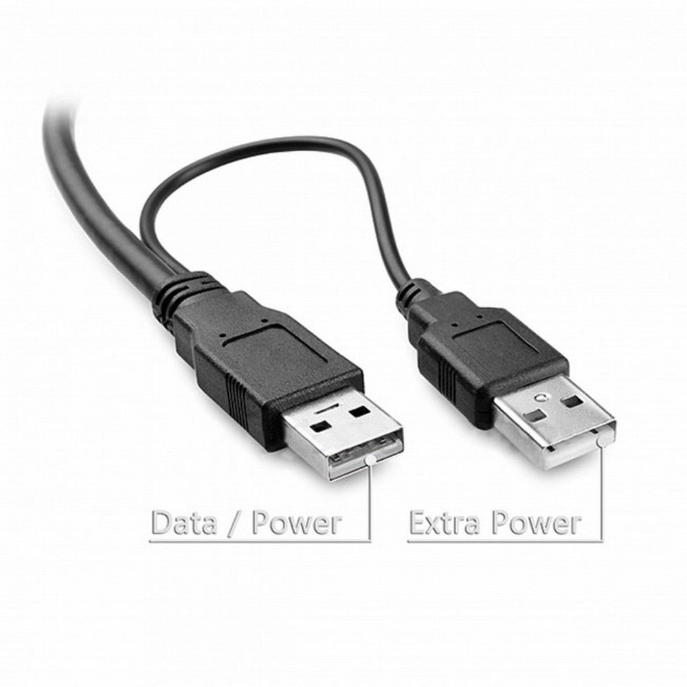 Chenyang USB2.0 Dual Two A type Male to Mini 5-Pin male Y Cable for Hard Disk Drive Case U2-023