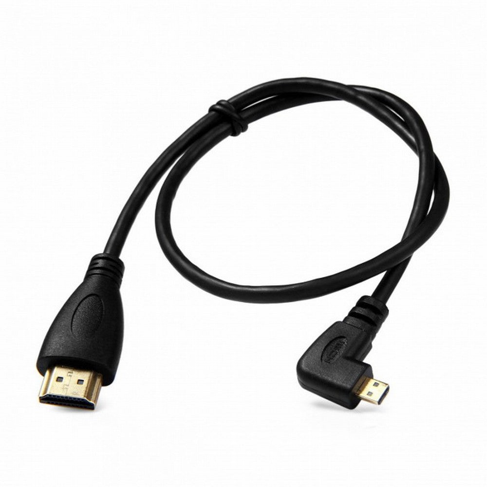 Chenyang Left Angled 90 Degree Micro HDMI to HDMI Male HDTV Cable for Cell Phone Tablet Camera HD-066-LE