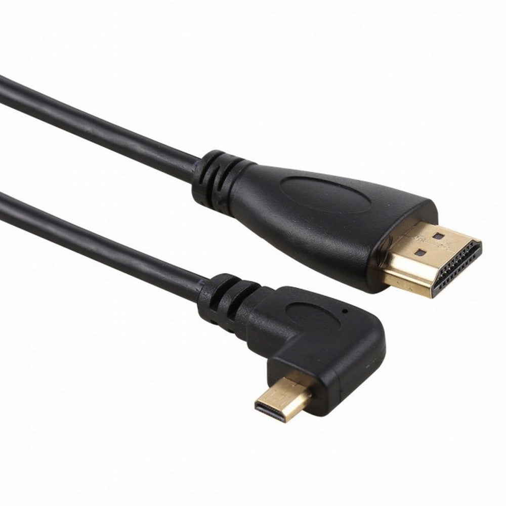 Chenyang Left Angled 90 Degree Micro HDMI to HDMI Male HDTV Cable for Cell Phone Tablet Camera HD-066-LE