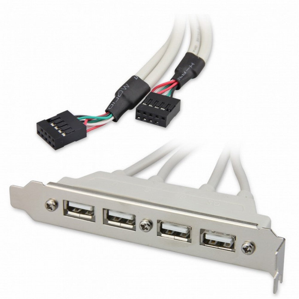 Chenyang PCI-E 4 Ports USB 2.0 Female Screw to Motherboard 9pin Header Cable with Bracket U2-144