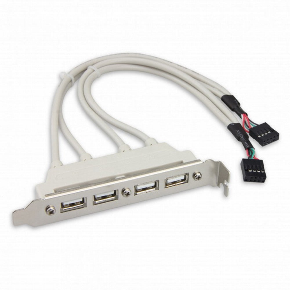 Chenyang PCI-E 4 Ports USB 2.0 Female Screw to Motherboard 9pin Header Cable with Bracket U2-144