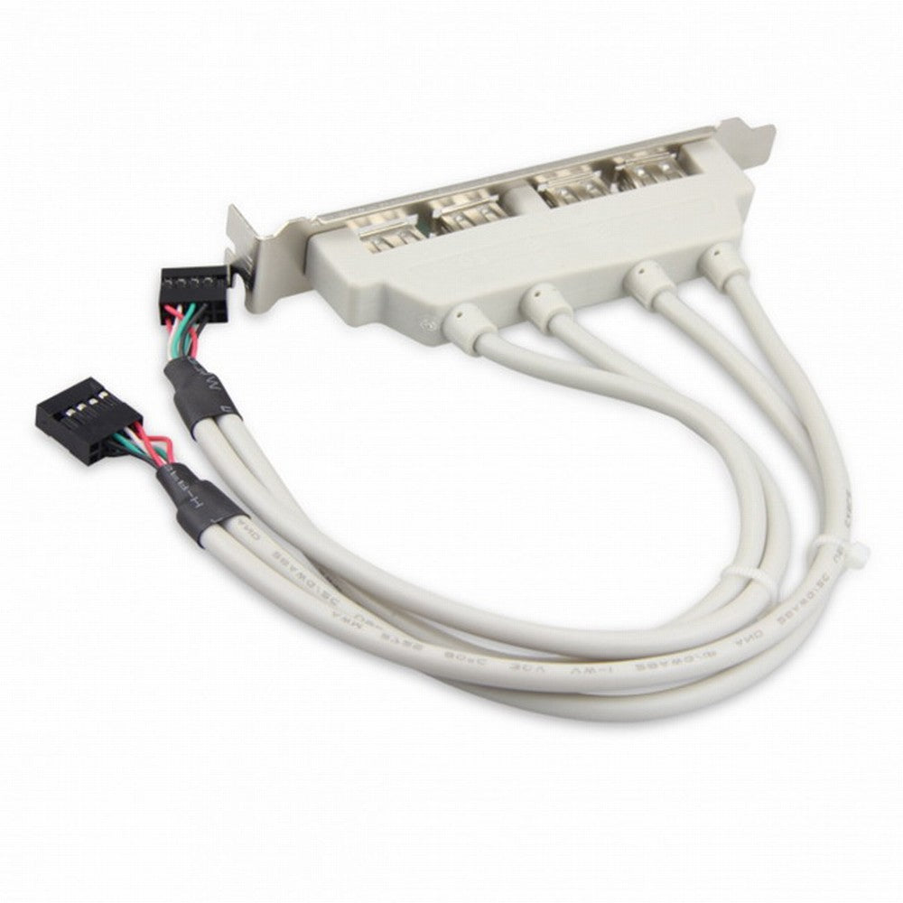 Chenyang PCI-E 4 Ports USB 2.0 Female Screw to Motherboard 9pin Header Cable with Bracket U2-144