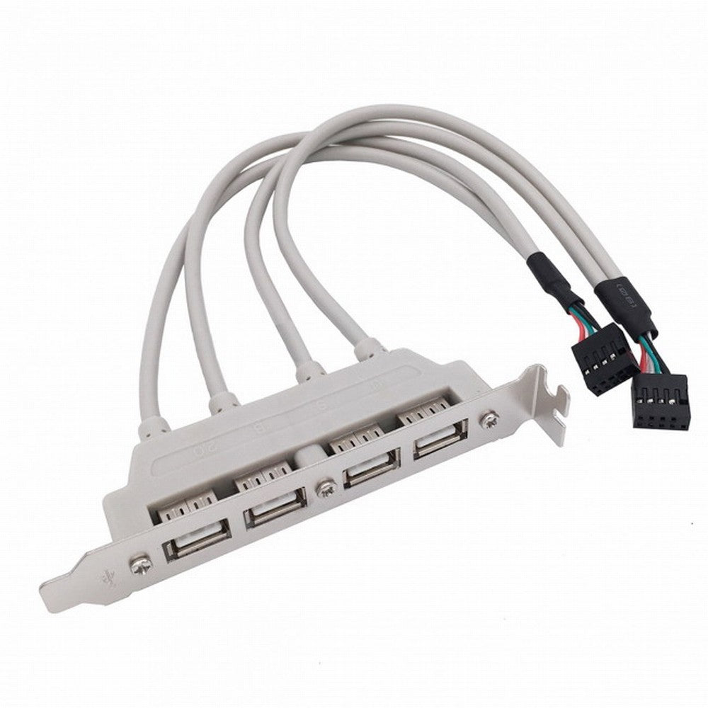 Chenyang PCI-E 4 Ports USB 2.0 Female Screw to Motherboard 9pin Header Cable with Bracket U2-144