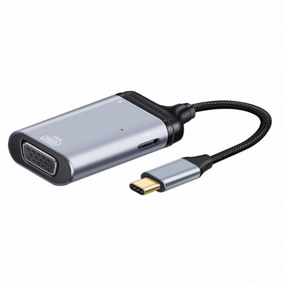 Chenyang USB-C Type C to VGA RGB Converter HDTV Adapter 60hz 1080p with Female PD Power Port UC-162-VGA