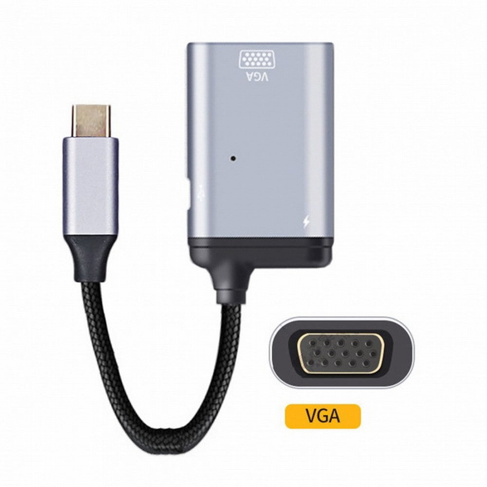 Chenyang USB-C Type C to VGA RGB Converter HDTV Adapter 60hz 1080p with Female PD Power Port UC-162-VGA