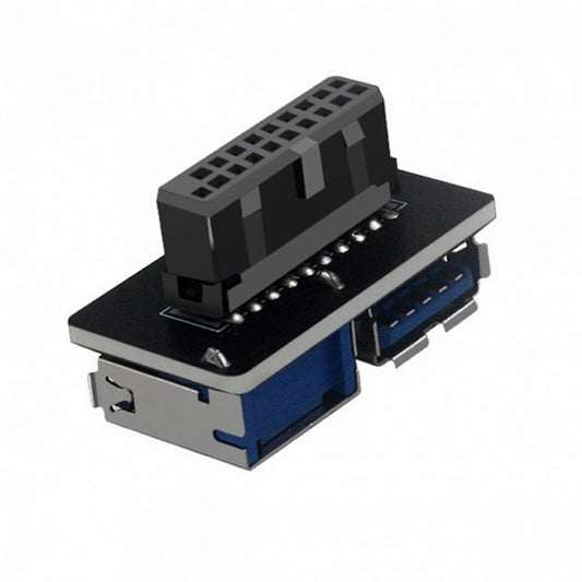 Chenyang Dual USB 3.0 A Type Female to Motherboard 20/19 Pin Box Header Slot Adapter PCBA Flat Type U3-056