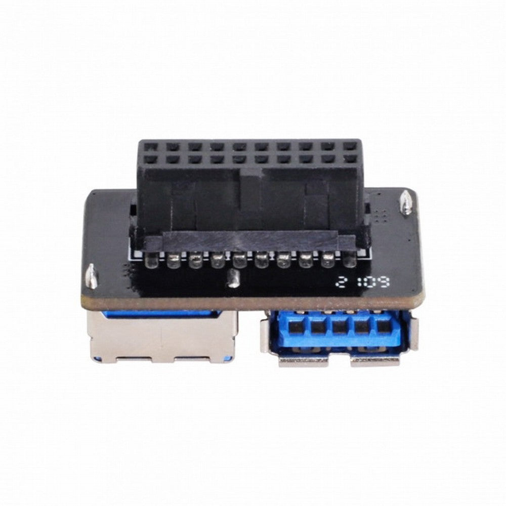 Chenyang Dual USB 3.0 A Type Female to Motherboard 20/19 Pin Box Header Slot Adapter PCBA Flat Type U3-056