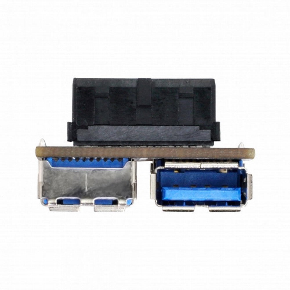 Chenyang Dual USB 3.0 A Type Female to Motherboard 20/19 Pin Box Header Slot Adapter PCBA Flat Type U3-056