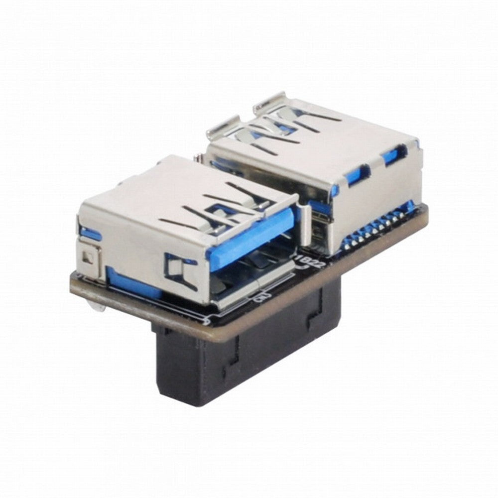 Chenyang Dual USB 3.0 A Type Female to Motherboard 20/19 Pin Box Header Slot Adapter PCBA Flat Type U3-056