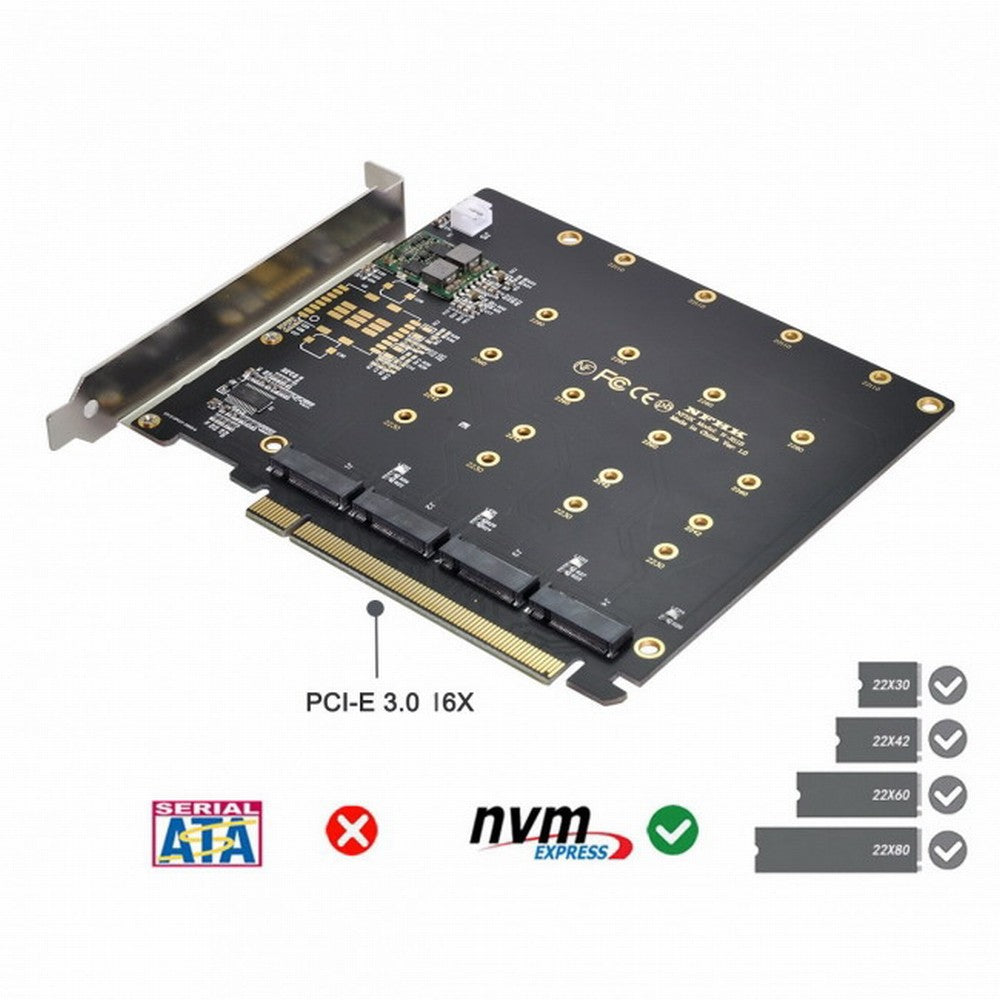 Chenyang 4X NVME M.2 AHCI to PCI-E Express 3.0 Gen3 X16 Raid Card with Fan VROC Raid0 Hyper Adapter SA-030