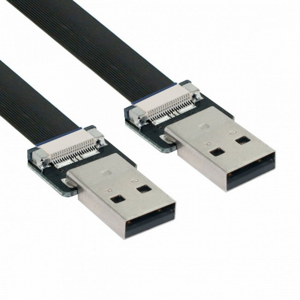 Chenyang USB 2.0 Type-A Male to Type-A Male Data Flat Slim FPC Cable for FPV Disk Scanner Printer CC-U2-031-BK