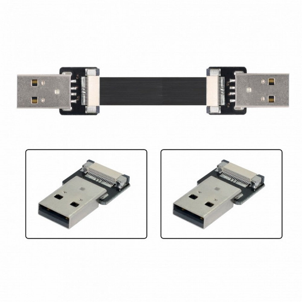 Chenyang USB 2.0 Type-A Male to Type-A Male Data Flat Slim FPC Cable for FPV Disk Scanner Printer CC-U2-031-BK