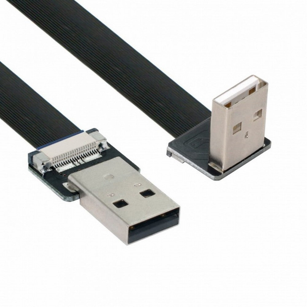 Chenyang Down Angled USB 2.0 Type-A Male to Type-A Male Data Flat Slim FPC Cable 90 Degree for FPV Disk Scanner Printer CC-U2-031-DN