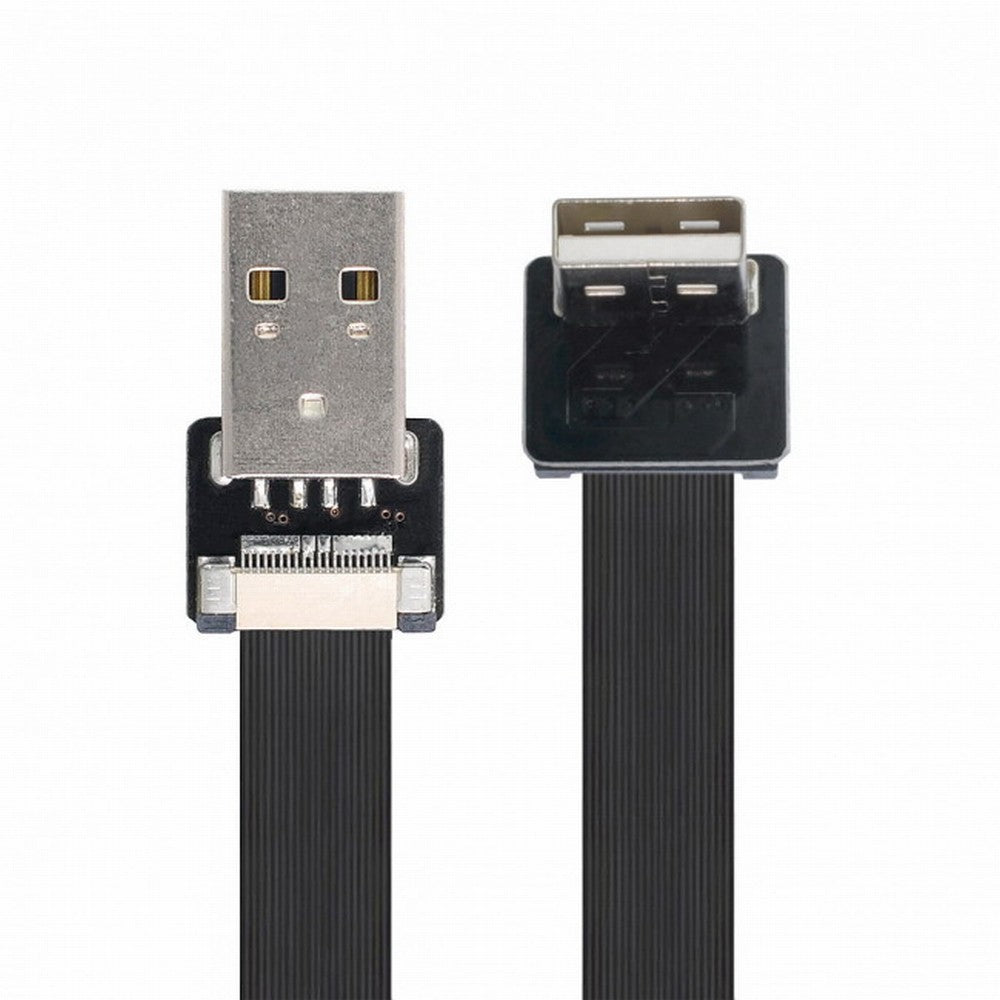 Chenyang Down Angled USB 2.0 Type-A Male to Type-A Male Data Flat Slim FPC Cable 90 Degree for FPV Disk Scanner Printer CC-U2-031-DN