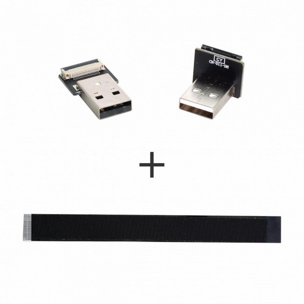 Chenyang Down Angled USB 2.0 Type-A Male to Type-A Male Data Flat Slim FPC Cable 90 Degree for FPV Disk Scanner Printer CC-U2-031-DN