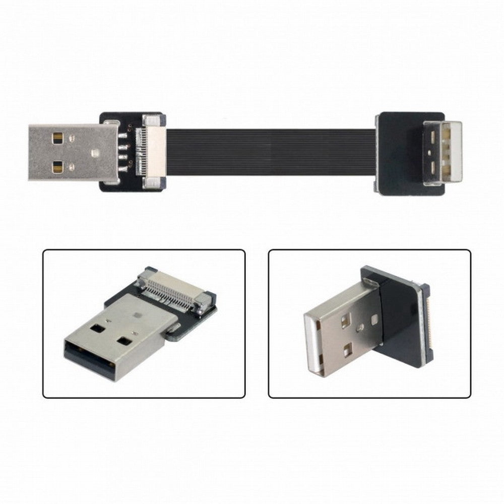 Chenyang Up Angled USB 2.0 Type-A Male to Type-A Male Data Flat Slim FPC Cable 90 Degree for FPV Disk Scanner Printer CC-U2-031-UP