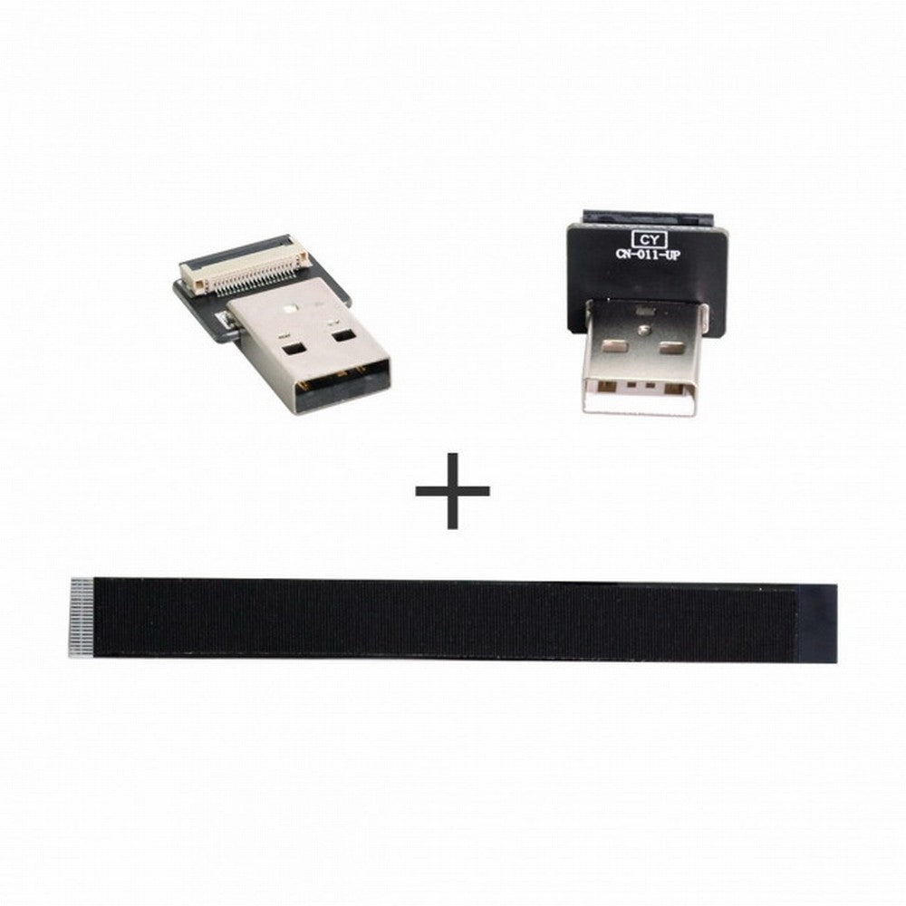 Chenyang Up Angled USB 2.0 Type-A Male to Type-A Male Data Flat Slim FPC Cable 90 Degree for FPV Disk Scanner Printer CC-U2-031-UP