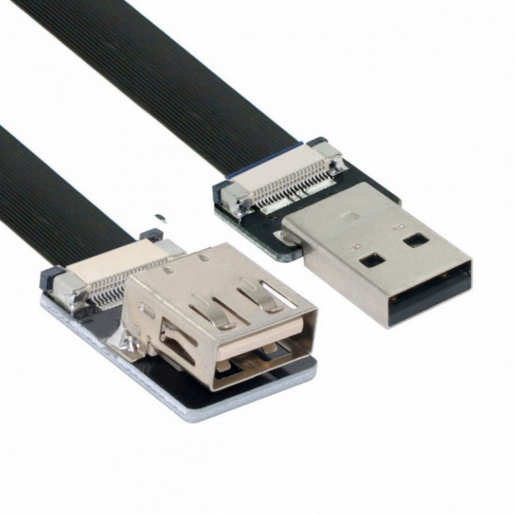 Chenyang USB 2.0 Type-A Male to Female Extension Data Flat Slim FPC Cable for FPV Disk Scanner Printer CC-U2-044-BK