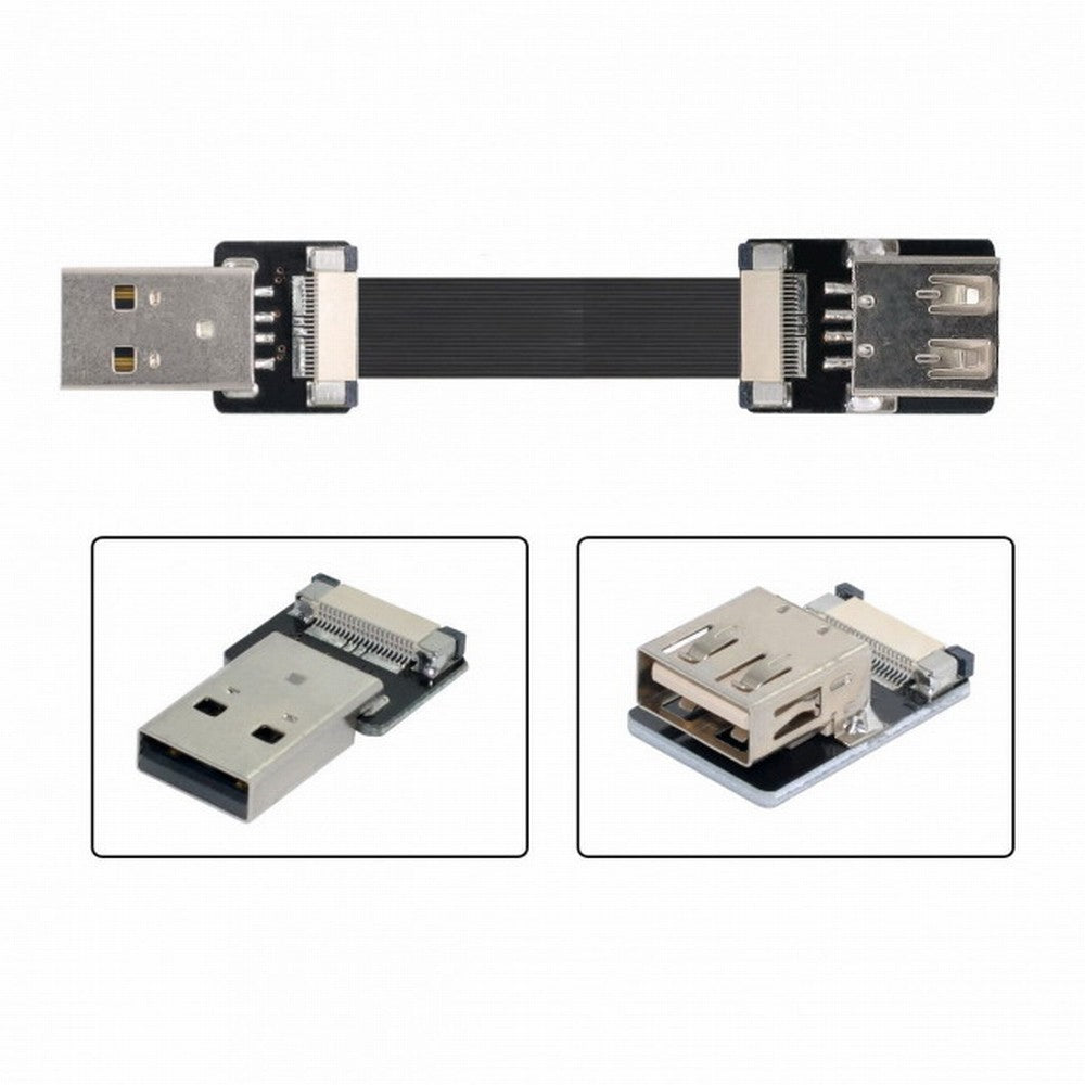 Chenyang USB 2.0 Type-A Male to Female Extension Data Flat Slim FPC Cable for FPV Disk Scanner Printer CC-U2-044-BK